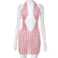 Women Clothing Summer Pattern Sexy Bandeau Lace up Short Dress