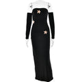 Pleated Long Sleeved Women Dress Fashionable Sexy Sheath Slim Fit Dress