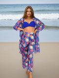 Four Piece Set Women Swimsuit Long Sleeve Blouse Sun Protective Pants Bikini
