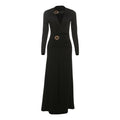 Fall Women Clothing Sexy Deep V Plunge neck Split Dress Solid Color Dress Women