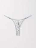Sexy Women Adjustable Personalized Bronzing Solid Color Shorts