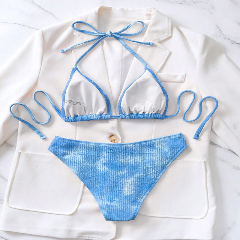 Sexy Bikini Halter Lace up Beach Spring Split Swimsuit Women