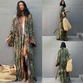 Rayon Printed Vacation Wide Sun Protection Shirt Beach Coat Beach Cover Up Swimsuit Outer Wear Long Cardigan