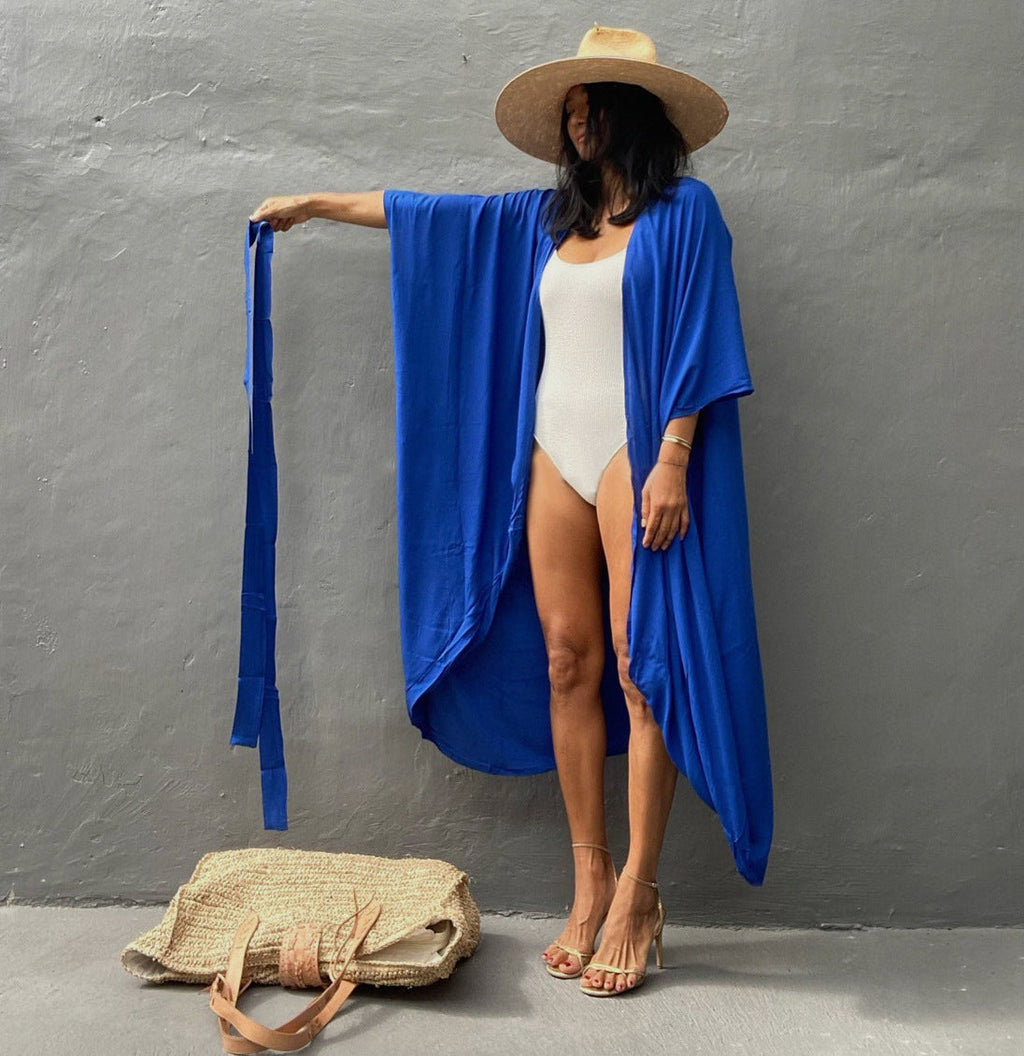 Rayon Solid Color Cardigan Holiday Casual Beach Bikini Cover 5 Colors