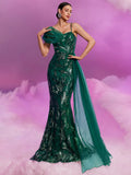 Elegant Sequin Ribbon V neck Strap Elegant Gorgeous Noble Cocktail Formal Dinner Dress