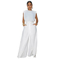 Women Wear Russia Solid Color Sleeveless Fitted Waist Jumpsuit