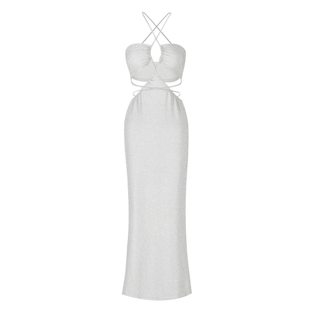Sexy Cutout Siamese Beach Women Dress Solid Color