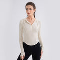 Women Cinched Hoodie Yoga Clothes Long Sleeve Slim Fit Slimming Workout Top Running Casual Sports Sweater