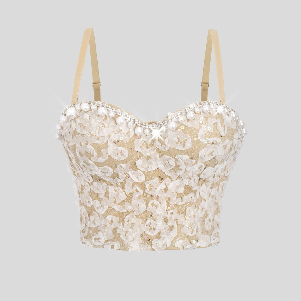 Sexy Lace Three Dimensional Floral Sling Vest Inner Match Tube Top Wrapped Chest Cropped Strap Showing Chest Pad