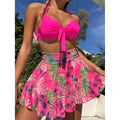 Printed Beach Skirt Sexy Blouse Bikini Shirt Ladies Split Swimsuit
