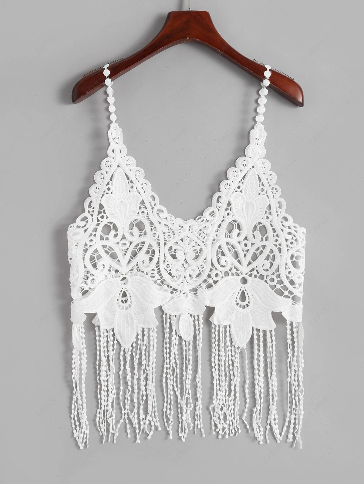 Multi Color Bohemian Woven Crocheted Tassel Vest V neck Lace Vest Outerwear Bra Top Hollow Out Cutout Crocheted Outer Wear