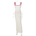 Women Clothing Autumn Sexy Cutout Knitted Contrast Color Bare Back Dress