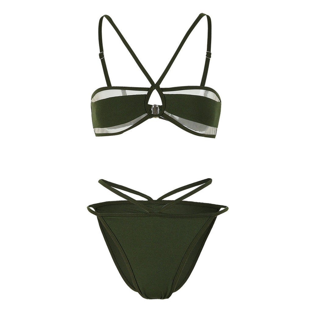 Miniature Three Point Solid Color Bikini Sexy Split Swimsuit Women Bikini