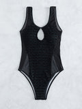 Swimsuit Women Solid Color Sexy Sheer Mesh Hollow Out Cutout Siamese Bikini