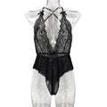 Lace V neck Sexy Backless Black Jumpsuit