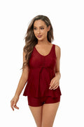 Conservative Boxer Split Swimsuit Women Tangini Tankini Swimsuit