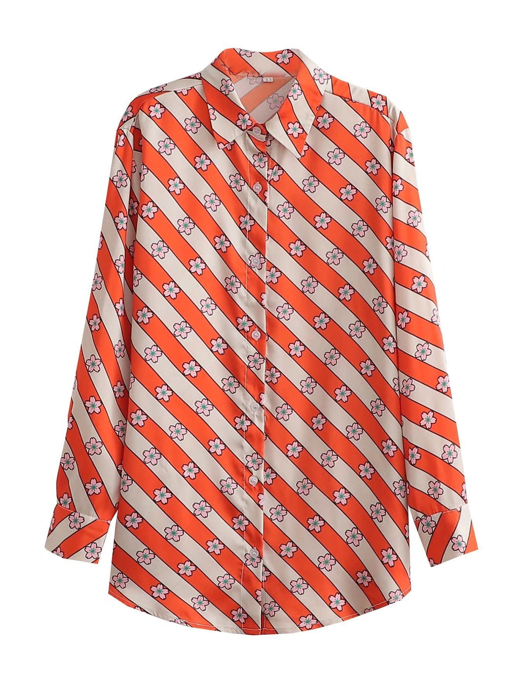 Autumn Satin Shirt Single-Breasted Mid-Length Top