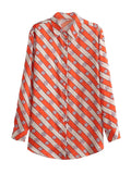 Autumn Satin Shirt Single-Breasted Mid-Length Top