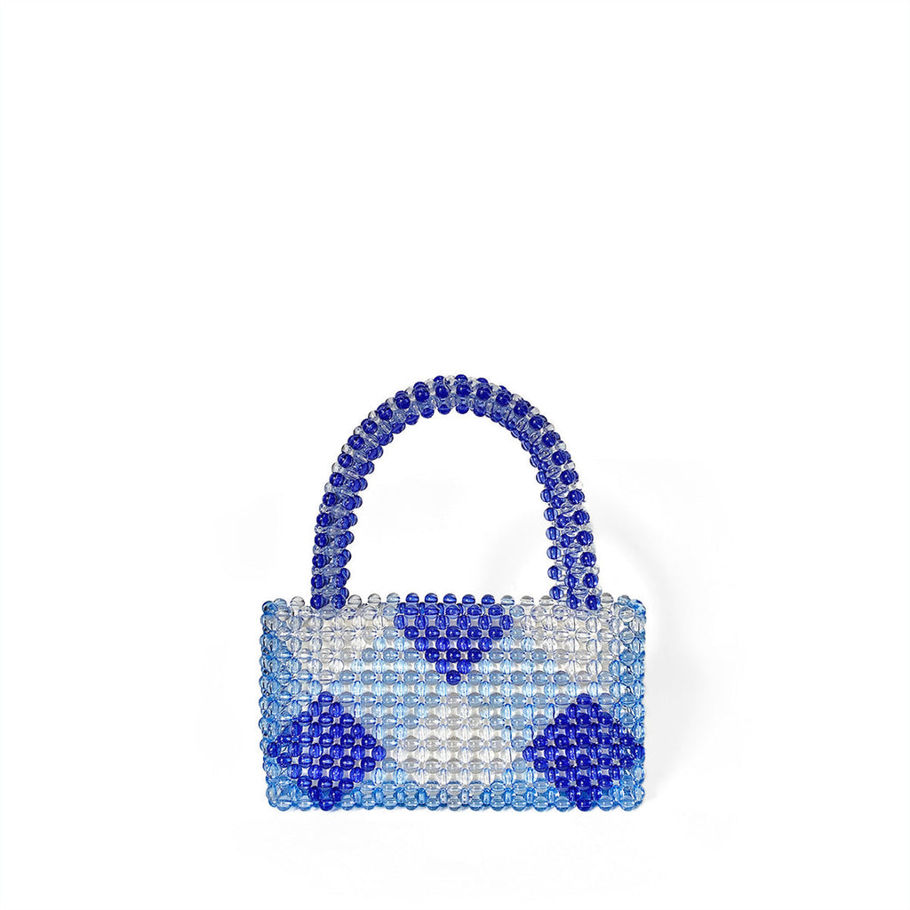Special Interest Design Diamond Patterns Cute Woven Contrast Color Beads Bag All Match Small Square Bag Handbag