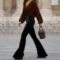 Women Clothing Autumn Winter High Sense Velvet Flared Pants Casual Bootcut Trousers