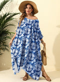 Women Clothes Whirlpool Fireworks Print Loose Blouse Beach Vacation Mop Dress Women