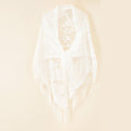 Nylon Hollow Out Cutout Breathable Tassel Triangle Shawl Women Scarf