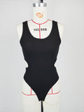 Autumn Winter Women Sexy Slim Fit U Collar Waist Hollow Out Cutout-out Rayon Rib Jumpsuit Women