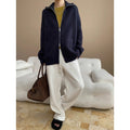 Loose Feeling Weekend Soft Glutinous Idle Double Zipper Loose Knitted Cardigan Sweater Coat