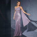 One Shoulder Evening Dress Stage Host Hostess Ceremony Award Ceremony Dress Catwalk Sequined Fishtail Dress