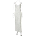 Women Clothing Summer Sexy Sexy V neck Sling Back Slit Long Floral Dress