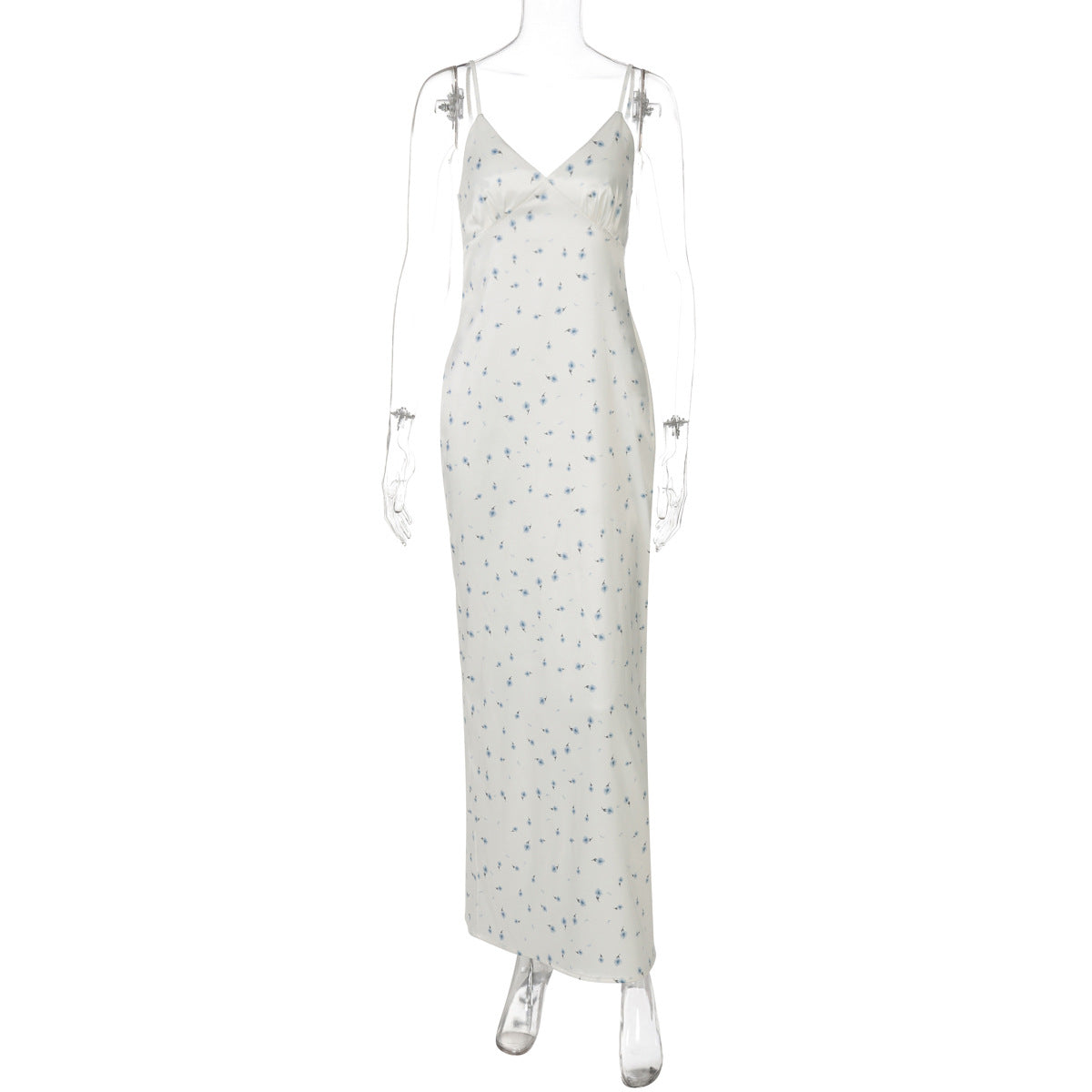 Women Clothing Summer Sexy Sexy V neck Sling Back Slit Long Floral Dress