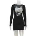 Sexy Women Clothing Nightclub Rhinestone Corset Hollow Out Cutout out Cinched Hip Dress Sexy Dress