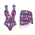 Spring Sexy Swimsuit Women Conservative Printed Swimsuit Wrap Skirt Set