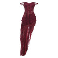 Women Clothing Summer Lace Sexy Slim Fit Tied Hollow Out Cutout out See through Irregular Asymmetric Tube Top Dress