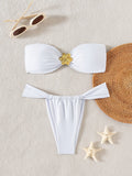 Bikini Solid Color Tube Top Sexy Split Bikini Swimsuit Women