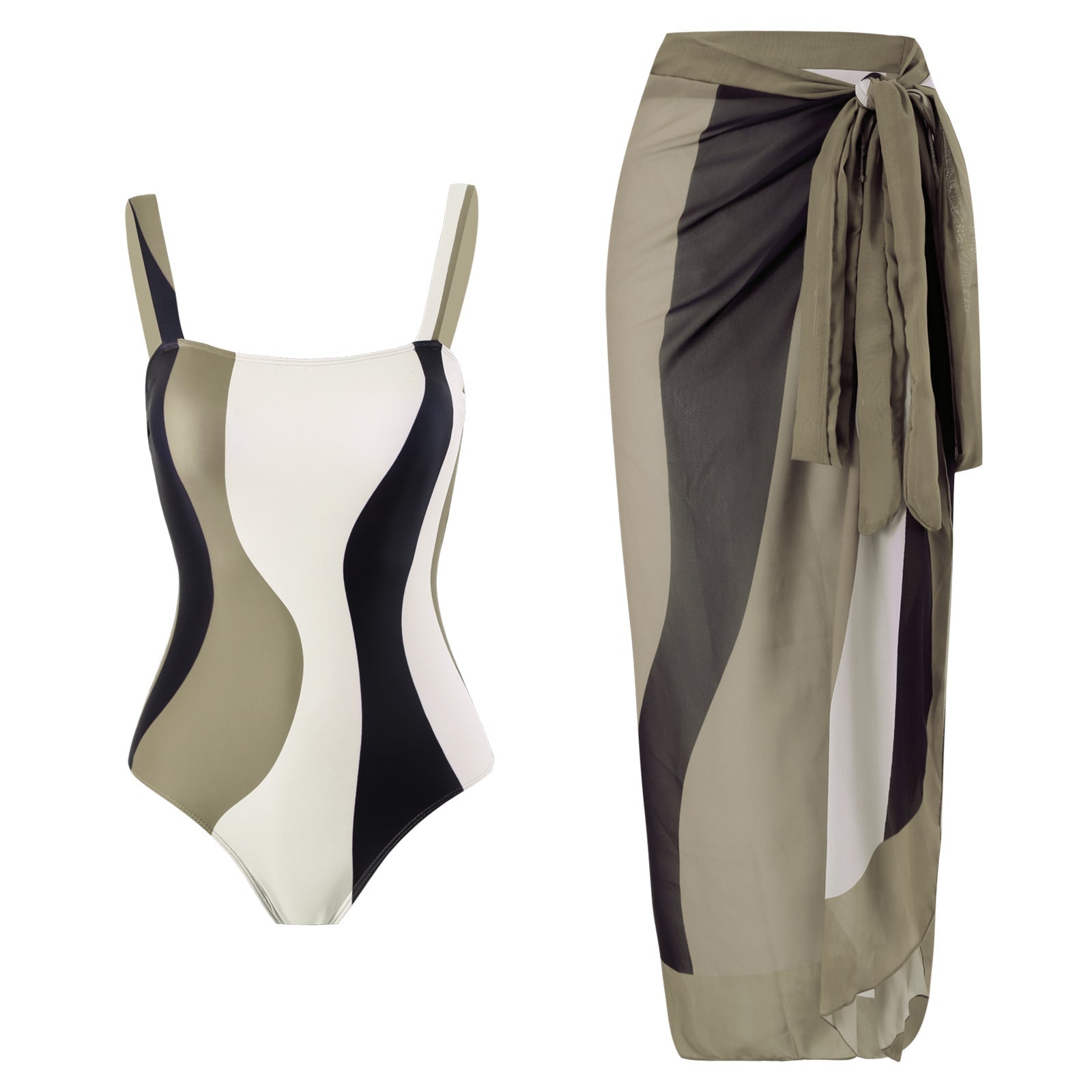 One Piece Triangle Swimsuit Sexy Swimsuit Sexy Belt Wrap Skirt