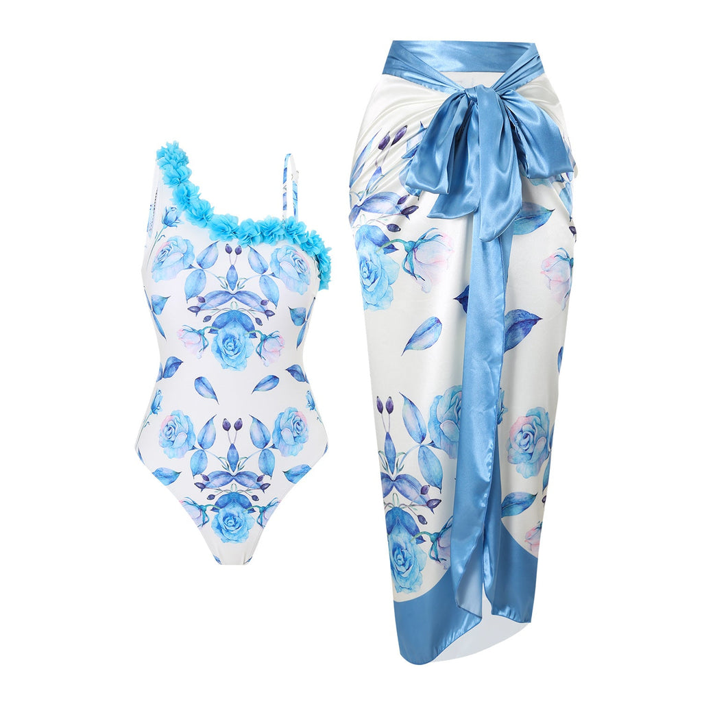 Bikini Conservative Swimwear Bohemian One Piece Printed Swimsuit Women