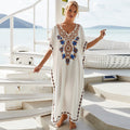 Artificial Cotton Embroidered Dress Beach Blouse Robe Seaside Holiday Dress Swimsuit with Sun Protection Clothing for Women