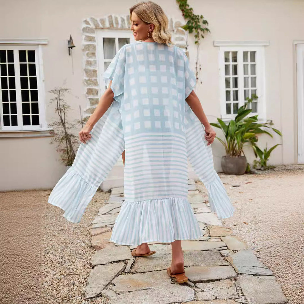 Overseas Travel Vacation Blouse Sun Protection Long Shawl Thin Spring Summer Women Cardigan