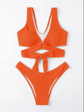 Split Solid Color Bikini Lace-up Sexy Women Swimsuit