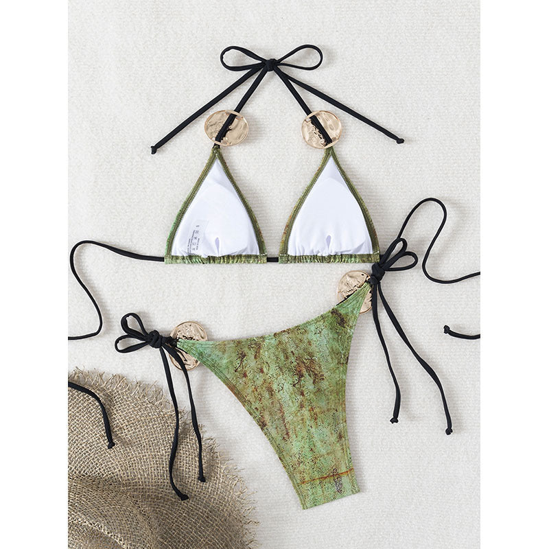 Lace up Sexy Triangle Bikini Split Swimsuit Women Beach Spring Swimsuit
