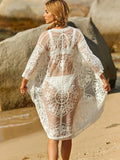 Lace Mesh Crochet Beach Cover up Seaside Vacation Bikini Sun Protection Clothing