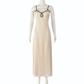 Spring Summer Sexy Women Clothing Dress Contrast Color Slim Fit Backless Halterneck with Suspenders Hip Dress