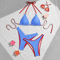 Summer Sweet Bow Floral Plaid Women Split Vacation Swimsuit Bikini