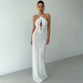 Summer Sexy Cutout Knitted Beach Skirt Bikini Swimsuit Solid Color Dress Women
