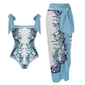 Double Sided Sexy Swimsuit Women Conservative Spring Vacation Swimsuit Wrap Skirt Set