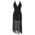 Dress Simple Sexy Halter Bright Silk Sleeveless Slim Fit Slit Dress Women Dress