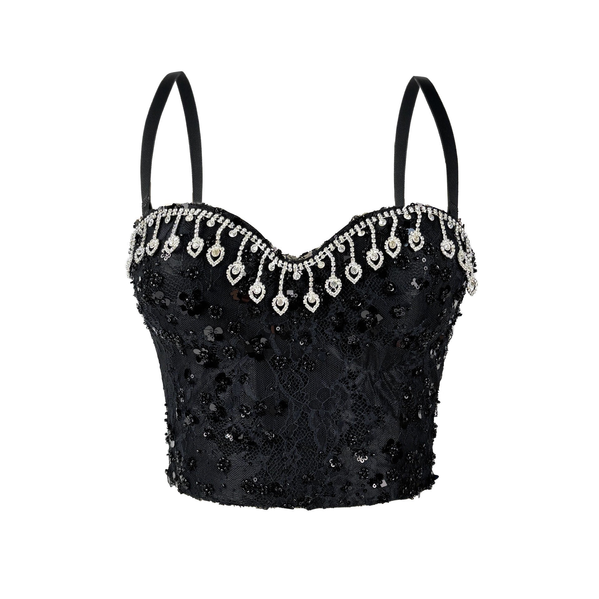 Rhinestone Tassel Boning Corset Corset Party Sequ Camisole Slim Fit Slim Sexy Boning Corset Tube Top