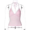 Women Clothing Sexy Lace Stitching Sexy Low Cut V neck Slim Strap Small Tank Top