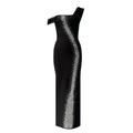 Sexy Single Shoulder Mesh Stitching Rhinestone Hip Bag Bandage Dress Party Dress